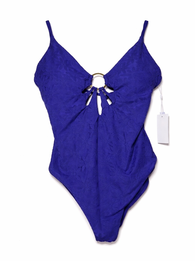 Trina Turk Joplin Jacquard Petal Cutout Plunge One Piece Swimsuit 8 Nwt